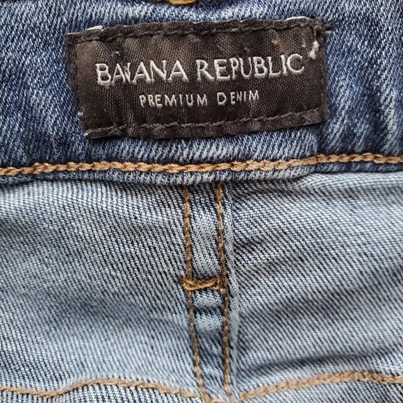Banana Republic Mid Rise Mr. Skinny Raw Hem Ripped Knee Jeans Big Sur Wash 29 - Picture 3 of 12